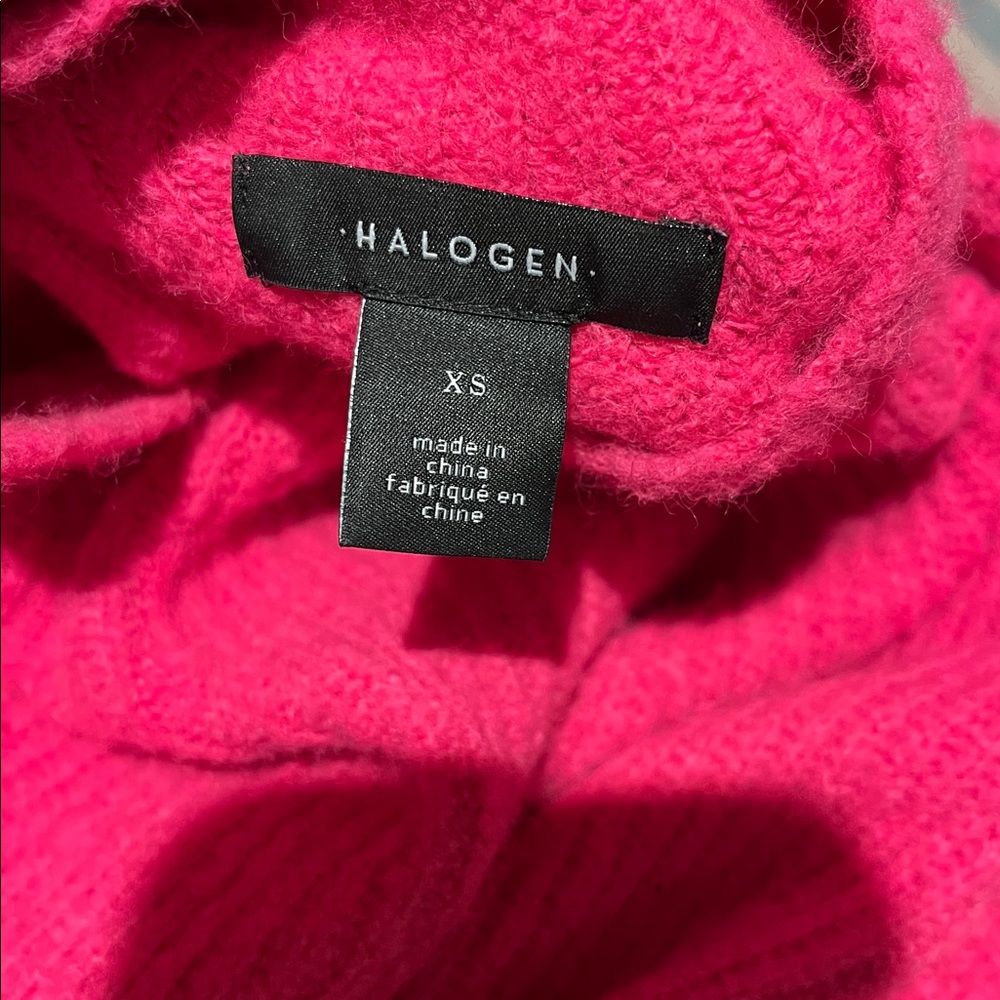Halogen bright Pink ribbed mock neck fuzzy sweater size XS-M - Picture 10 of 13